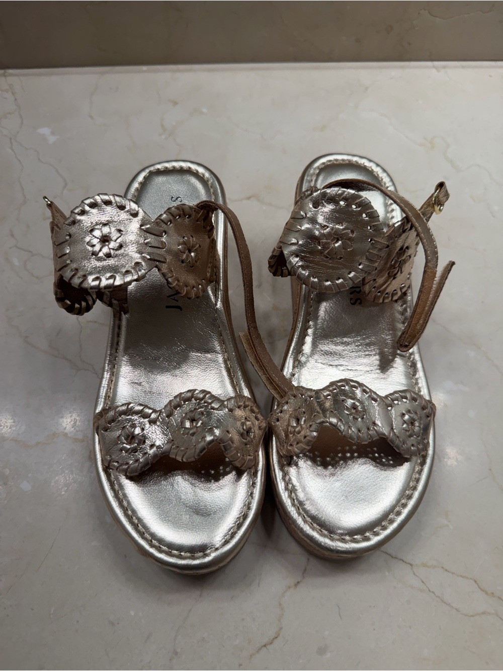 Jack Rogers Metallic Gold Braided Medallion Sandals